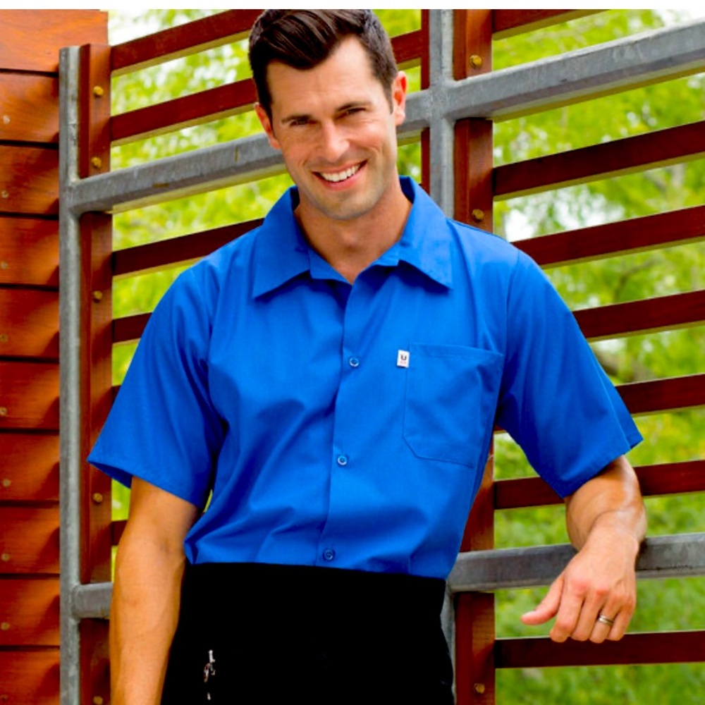 NEW - Uncommon Chef Royal Blue Customizable Classic Short Sleeve Cook Shirt 🔥👨🍳